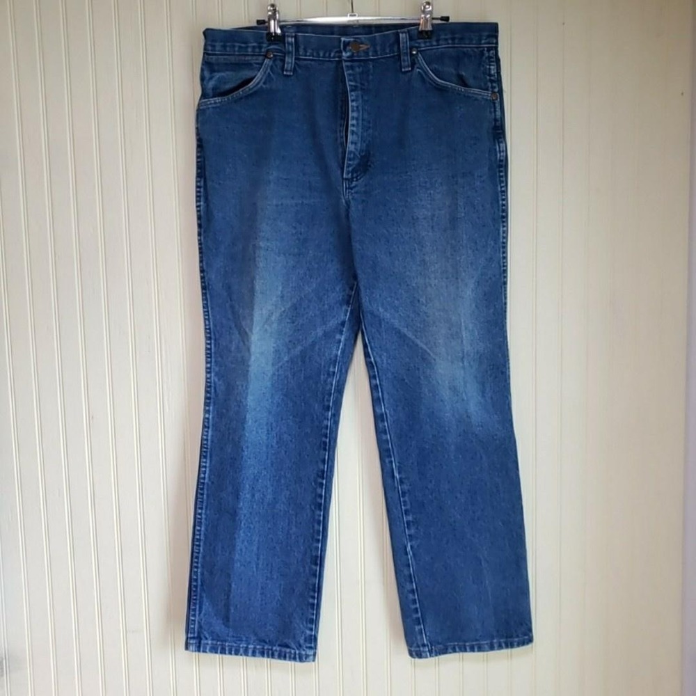 Wrangler 939PWD Jeans Mens 36x30 Blue Regular Fit Straight‎ Denim Pants Casual